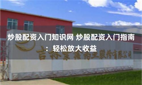 炒股配资入门知识网 炒股配资入门指南：轻松放大收益